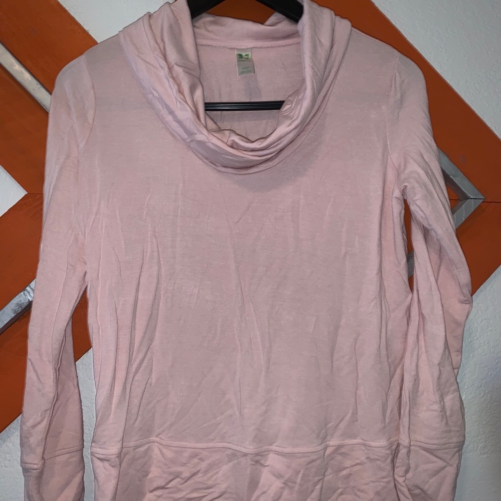Light Pink Cowl Neck Long-sleeve Top